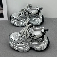 Damen Sportliche Chunky Sneakers mit innovativer Dämpfungstechnik – Silber