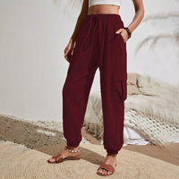 Amina leichte Cargohose | Farbige luftige Sommerhosen Damen - Perfekt für den Sommer – Weinrot