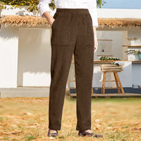 Sommerhose für Damen – Elegante Luftige Hose mit Gummibund – Braun