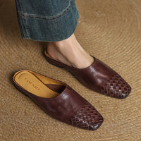 Clara | Damen Leder Mules elegant zeitlos – Braun