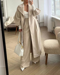 Calista | Weißer Wollmantel für den Winter – Beige
