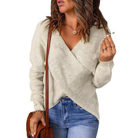 Damen KREUZ STRICKPULLOVER | MODERNER, BEQUEMER STIL – Aprikose