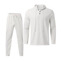 Herren sportives Hoodie und Jogginghose Set im strukturierten Design – Weiß