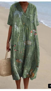 Graciela - Elegantes Boho-Kleid – Grün