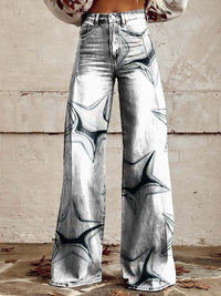 Elena | Bequeme Damenhose mit weitem Streifen Design – Weiß