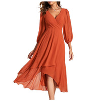 Karin™ | Elegantes Kleid mit V-Ausschnitt – Orange