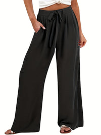 Damen Leichte und luftige Palazzohose mit seitlichen Taschen – Schwarz