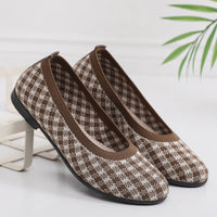 Damen Modische Ballerinas mit atmungsaktivem Strickoberteil – Braun