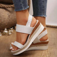 Sandaletten für Damen - Bequeme Plateau Sandalen mit Fußbett für den Sommer 2024 – Weiß