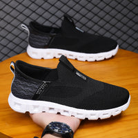 Damen Atmungsaktive Slip-On Sneakers mit elastischem Strickoberteil und rutschfester Sohle – Schwarz