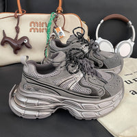 Damen Modische Chunky Sneakers mit dämpfender Sohle und atmungsaktivem Obermaterial – Grau