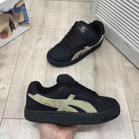Damen Sportliche Lifestyle Sneakers mit rutschfester Sohle und atmungsaktivem Obermaterial – Schwarzgold