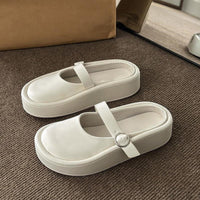 Damen Stylish Plateau-Pantoletten mit verstellbarem Riemen und komfortabler Sohle – Cremeweiß