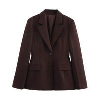 Heidi-Mode | Hem Mantel Eimer Hose Mini Rock Drei-teiligen Set – Brauner Anzugjacke A03