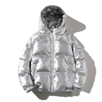 Greta | Gefütterte Thermo Steppjacke – Silber mit Kapuze