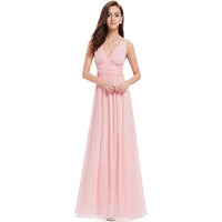 Damen Plissee-Kleid mit V-Ausschnitt | Maxi – Rosa