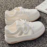 Damen Atmungsaktive Freizeitsneaker mit gepolsterter Sohle und rutschfester Laufsohle – Cremeweiß