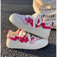 Damen Trendige Sneakers mit verspieltem Blüten-Design und bequemer Sohle – Magenta