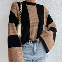 Damen RUNDHALS LANGARM STRICKPULLOVER | KOMFORTABEL, MODERN, VIELSEITIG – Khaki