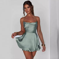 Heidi Mode | Halter einfarbig Strapskleid kurz – Grün