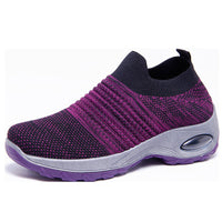 Damen Luftgepolsterte Sneakers mit elastischem Strickoberteil – Violett