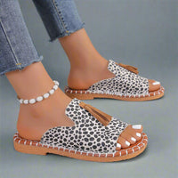 Johanna | Premium Komfort Sandalen für Frauen – Weißes Leopardenmuster