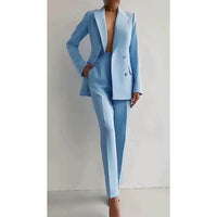 Heidi-Mode | Lässige Elegante Jacke Anzug – Himmelblau