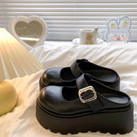 Damen modische Plateau-Sandalen mit verstellbarem Riemen – Schwarz
