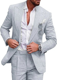 Herren Einreihig Formell Hochzeitsgast Anzug Set | Zweiteiliges Set – Hellgrau