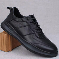 Herren Komfortable Leder Sneakers – Schwarz