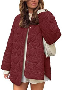 Anneliese | Gesteppe Übergangsjacke – Burgunderrot