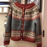 Warme Norweger Strickjacke für Damen | Mit Knopfleiste – Grau