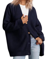 Damen-Strickjacke in Übergrößer | Gestreift – Marine