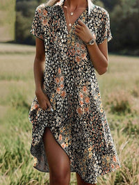 Damen Freizeitkleid mit floralem Design und asymmetrischem Schnitt – Braun