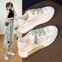 Damen Sportliche Sneakers mit elastischem Schnallenverschluss und atmungsaktiver Mesh-Oberfläche – Grün