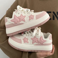 Damen Modische Sneakers mit Sternen-Applikationen und gepolsterter Sohle – Rosa