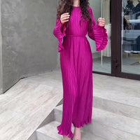 BABETTE - LANGES PLISSEE-KLEID – Rosenrot