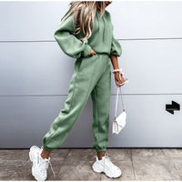 Heidi-Mode | Lässiges Kapuzenpullover Zweiteiler-Set – Grün