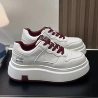 Damen Plattform Sneakers mit einzigartigem Obermaterial und ergonomischer Passform – Burgunder