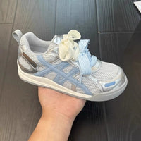 Damen Sportliche Atmungsaktive Sneakers mit einzigartigem Design und bequemen Schnürsenkeln – Silberblau