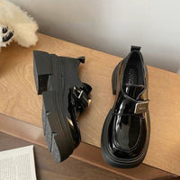 Damen Modische Chunky Boots mit innovativer Schnalle und robustem Design – Schwarz