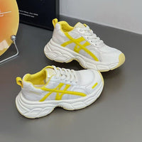 Damen Sportliche Casual Sneakers mit atmungsaktivem Obermaterial und dämpfender Sohle – Gelb