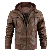Herren Premium Bikerjacke | Mit Kapuze – Braun