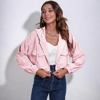 Aletta Gekürzter Cord-Hoodie – Rosa