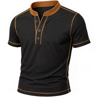 OLIVIER | HENLEY-SHIRT MIT EMBER-DETAIL – Schwarz