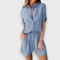 Pauline – Sommerlicher Zweiteiler mit zeitloser Eleganz – Blau