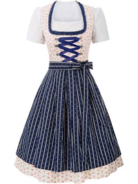 Damen Elegante Blau Oktoberfest Dirndl Kleid – Blau