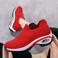 Damen Bequeme Sneakers mit elastischem Strickoberteil und Luftpolstertechnologie – Rot