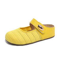 Damen Bequeme Ballerinas mit verstellbarem Riemen – Gelb