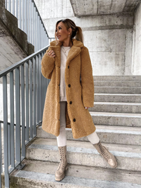 Damen Winter Teddy Mantel | Lang – Beige